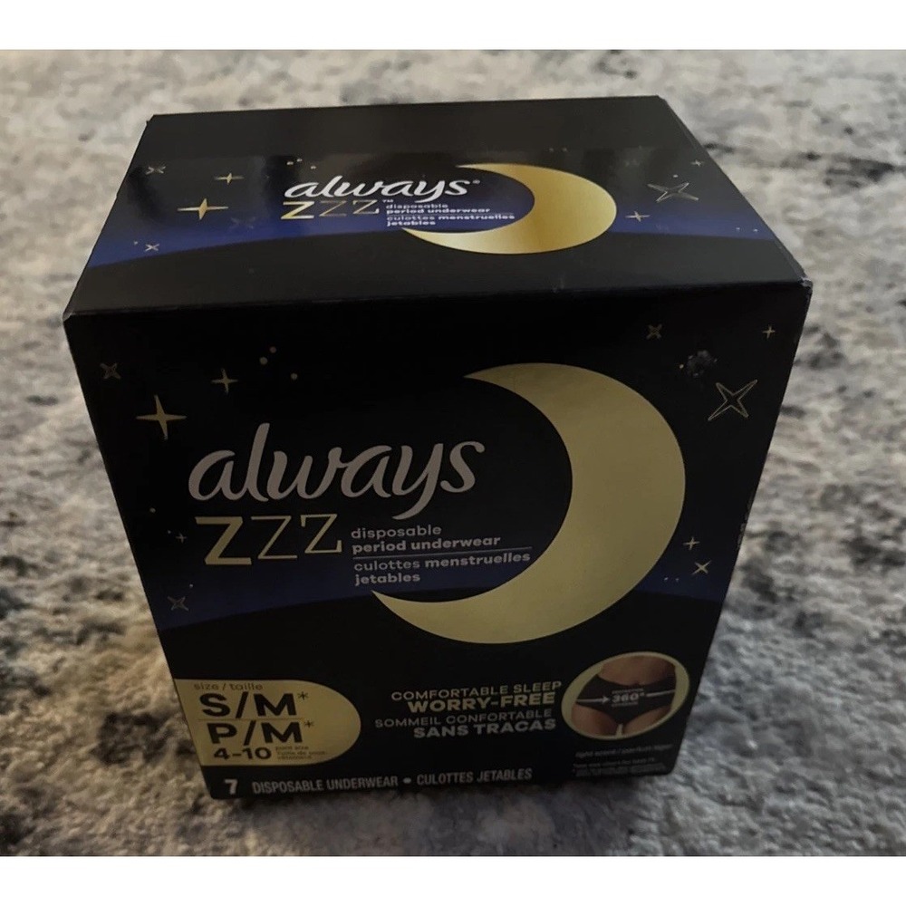 Always ZZZ 7-Pack Disposable Period Underwear Small / Medium  (4 -10 Pants Size)